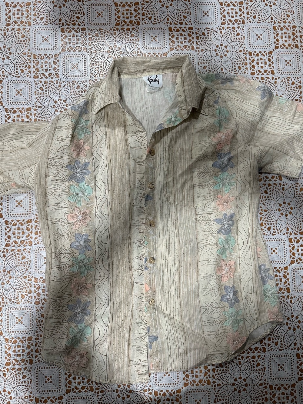 Vintage Tapestry USA Floral Hawaiian Camp Shirt Men’s Small Cotton Blend Unisex
